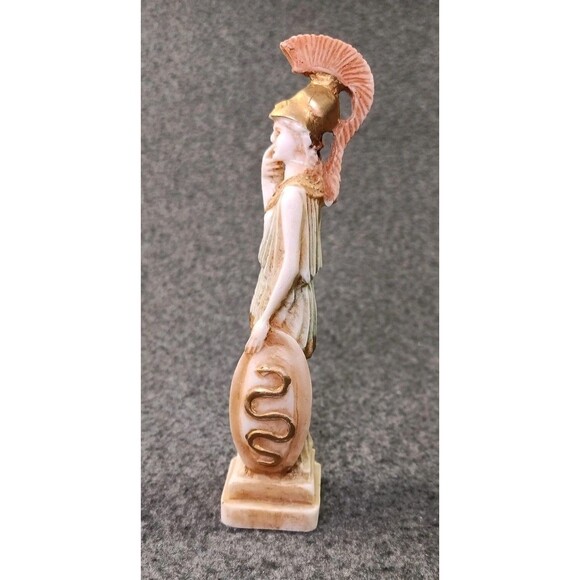 Athena Athene Greek Goddess of Wisdom Warfare Handicraft Statute Alabaster 10" - Picture 7 of 16